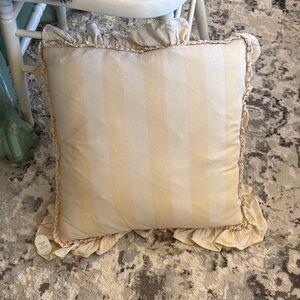 Threshold Studio McGee Elegant Cream Striped Pillow with Ruffle Edges